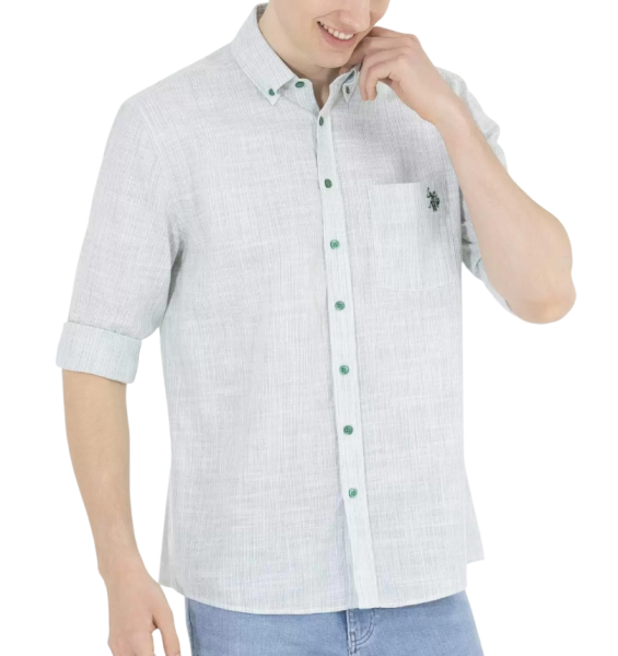 Рубашка с карманом мужская / Серый / 46