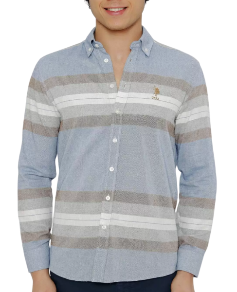 Рубашка с принтом мужская / Серый / 44