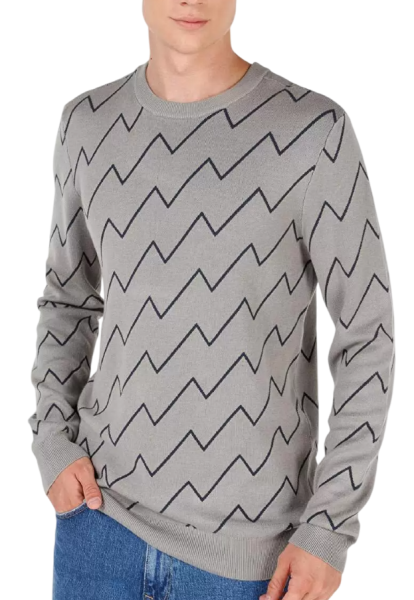 Джемпер с принтом мужской / Серый / 46