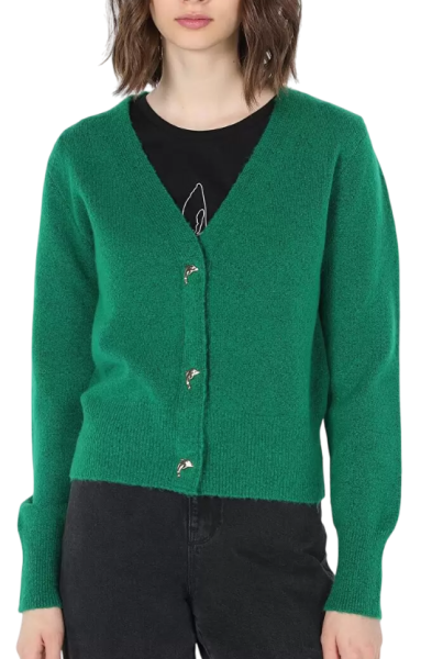 Кардиган прямого кроя женский / Зеленый / 44