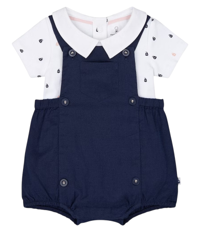 Комплект для девочки: полукомбинезон и боди / Тёмно-синий / 74