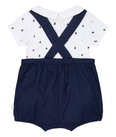 Комплект для девочки: полукомбинезон и боди / Тёмно-синий / 74