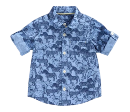 Рубашка с принтом для мальчика / Синий / 80