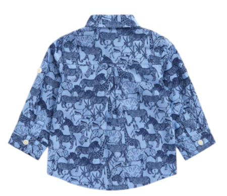 Рубашка с принтом для мальчика / Синий / 80
