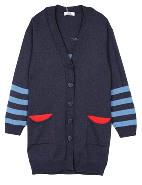 Кардиган с принтом для девочки / Синий / 158