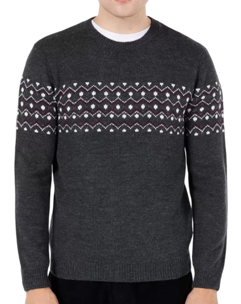 Джемпер с принтом мужской / Темно-серый / 46