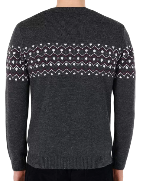 Джемпер с принтом мужской / Темно-серый / 46