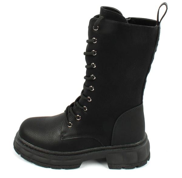 Сапоги из экокожи для девочки / Черный / 33