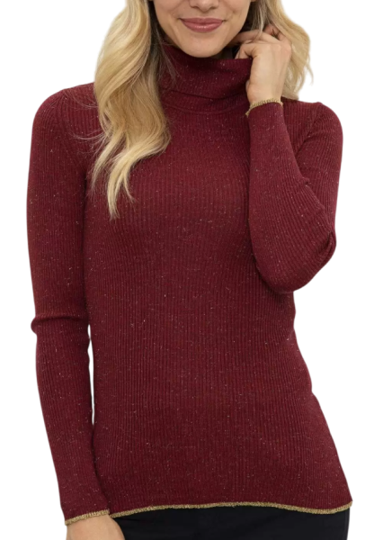 Водолазка приталенного кроя женская / Бордовый / 40