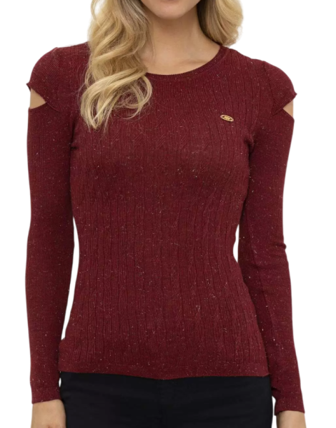 Джемпер с вырезами женский / Бордовый / 42