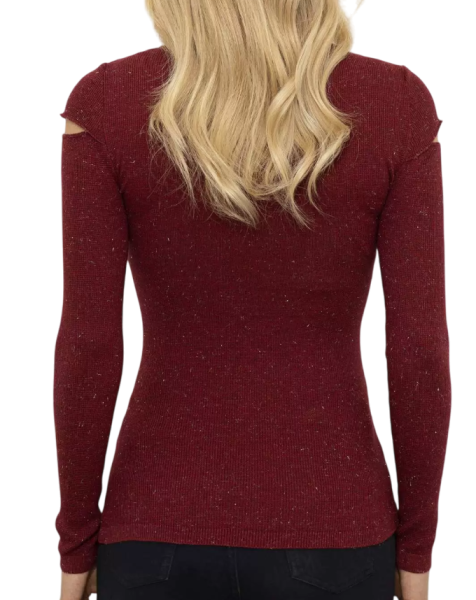 Джемпер с вырезами женский / Бордовый / 42