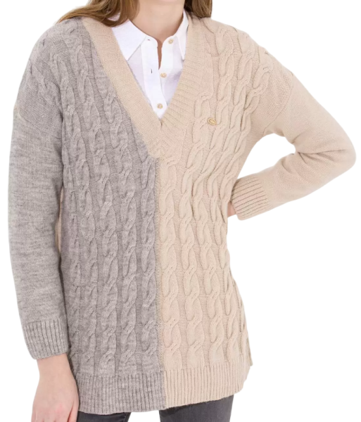 Пуловер удлиненный женский / Бежевый / 44