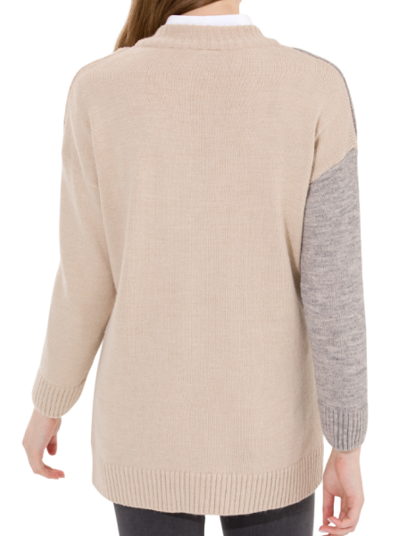 Пуловер удлиненный женский / Бежевый / 44