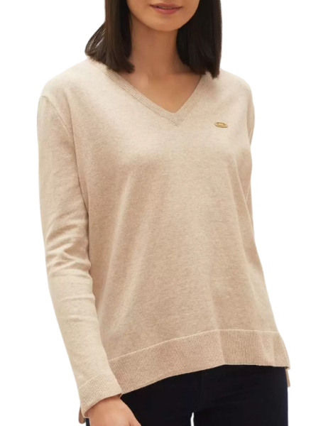 Пуловер хлопковый женский / Бежевый / 44