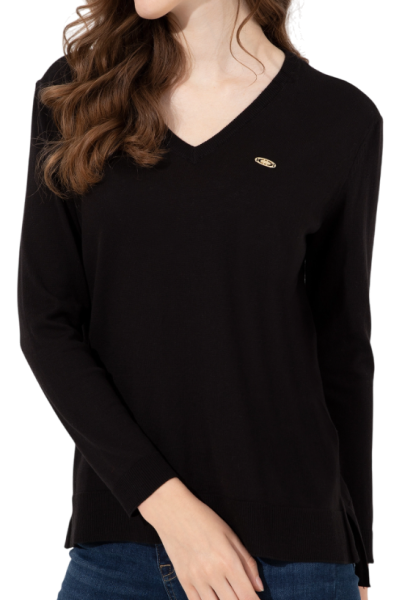 Пуловер хлопковый женский / Черный / 44