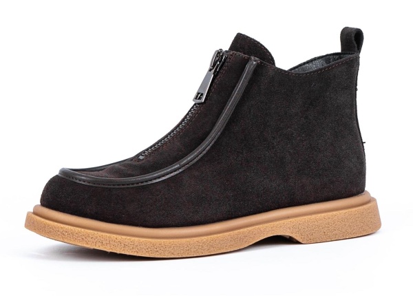 Ботинки кожаные женские / Темно-коричневый / 40