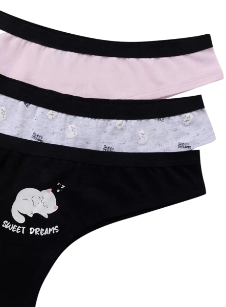 Трусы хлопковые с принтом / Черный / 48