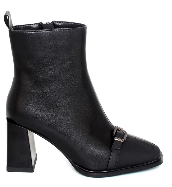 Ботильоны кожаные женские / Черный / 36