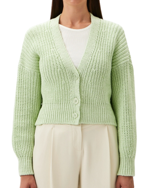 Кардиган прямого кроя женский / Зеленый / 46