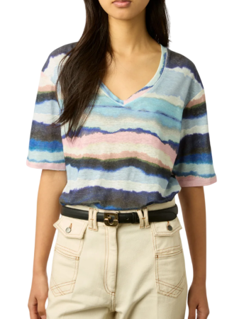 Футболка изо льна женская / Синий / 42