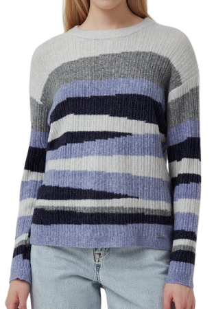 Джемпер в полоску женский / Голубой / 44