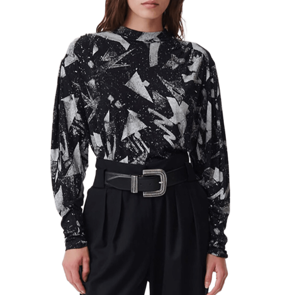 Блузка с принтом женская / Черный / 42