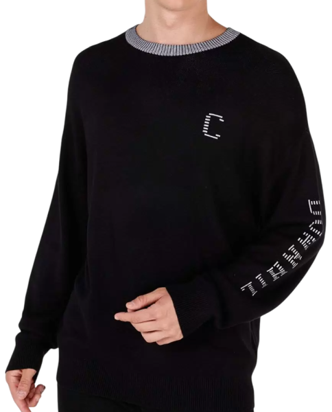 Свитер с принтом мужской / Черный / 52