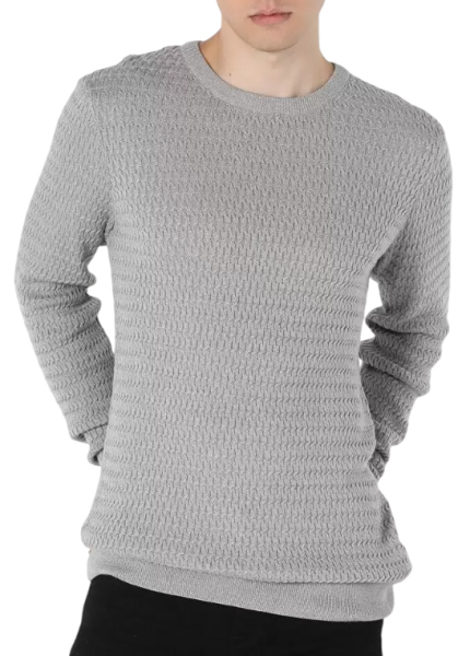 Свитер хлопковый мужской / Серый / 48