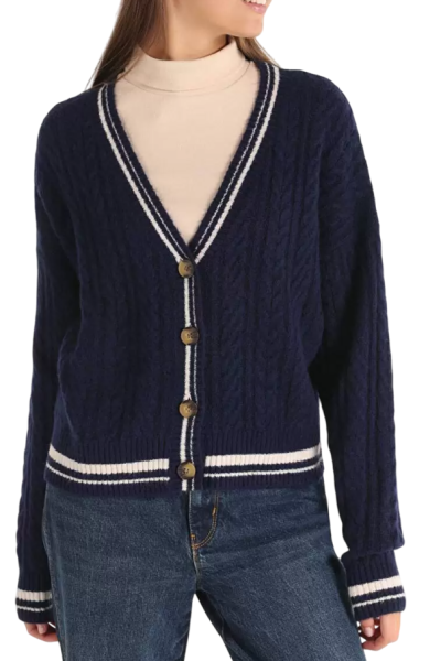 Кардиган фактурной вязки женский / Синий / 42