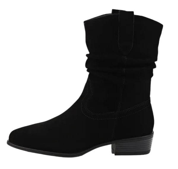 Полусапоги из замши женские / Черный / 37