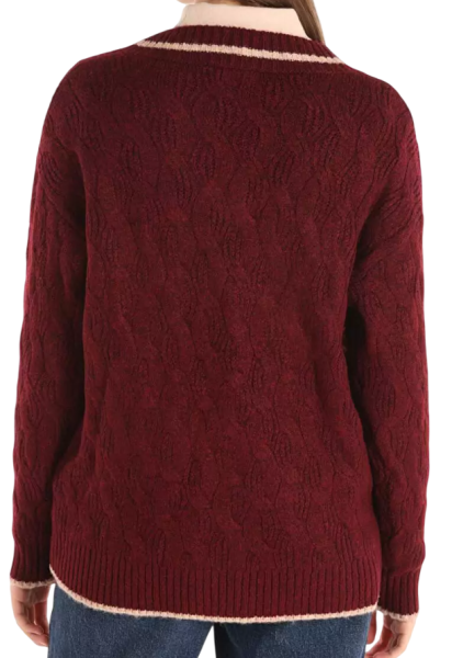 Джемпер фактурной вязки женский / Бордовый / 44