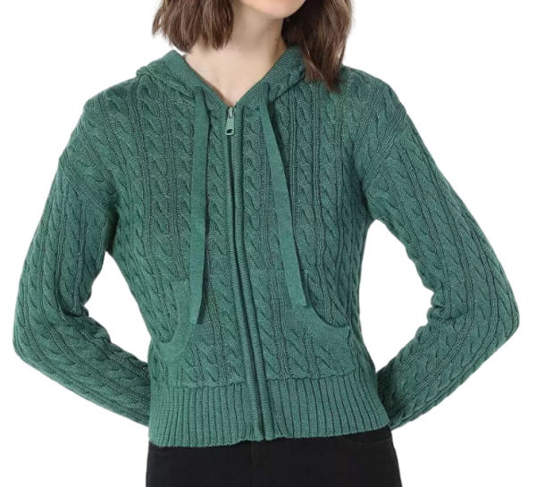 Кардиган на молнии женский / Зеленый / 46
