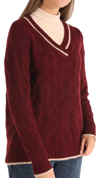 Свитер фактурной вязки женский / Бордовый / 46