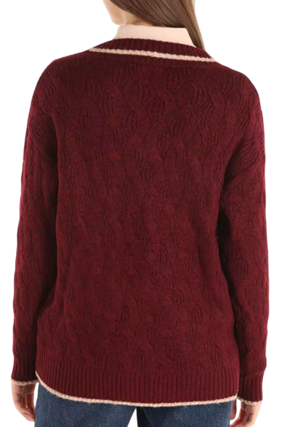 Свитер фактурной вязки женский / Бордовый / 46