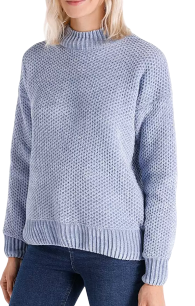 Свитер фактурной вязки женский / Голубой / 44