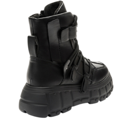 Ботинки на высокой платформе для девочки / Черный / 36