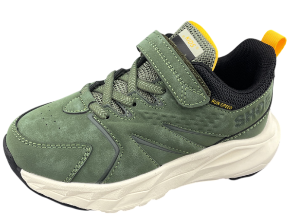 Кроссовки из экокожи для мальчика / Хаки / 32