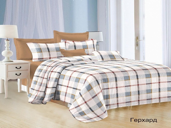 Комплект постельного белья, Евро / Бежевый / Евро