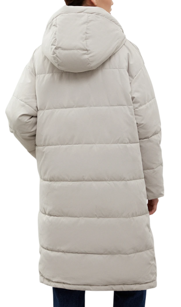 Утепленное пальто с капюшоном / Серый / 50