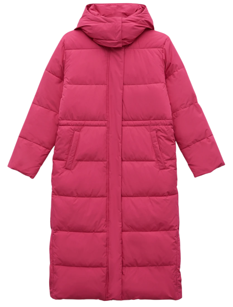 Утепленное пальто с талией на кулиске / Розовый / 50