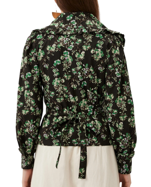 Блузка с цветочным принтом женская / Черный / 40