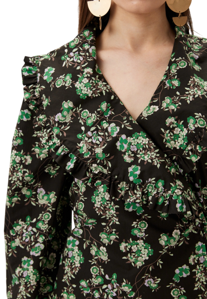 Блузка с цветочным принтом женская / Черный / 40