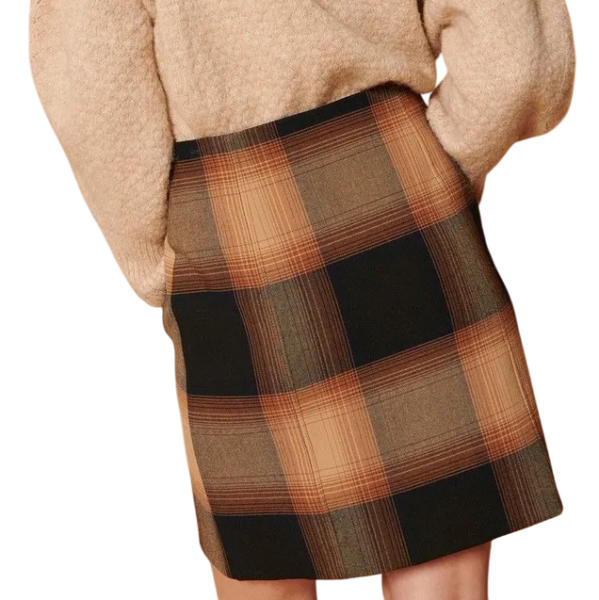 Юбка-мини в клетку женская / Бежевый / 40