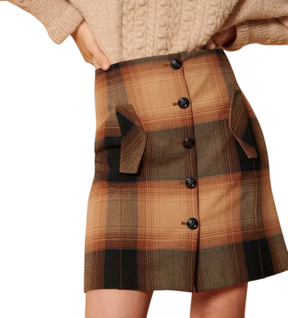 Юбка-мини в клетку женская / Бежевый / 42