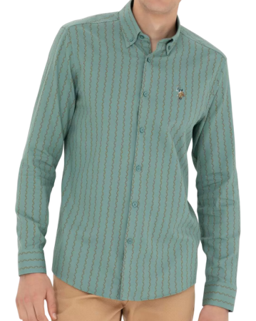 Рубашка хлопковая мужская / Бирюзовый / 48