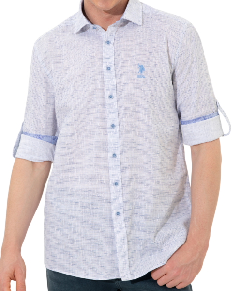 Рубашка хлопковая мужская / Синий / 44