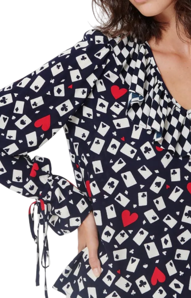 Блузка из вискозы с принтом женская / Черный / 40