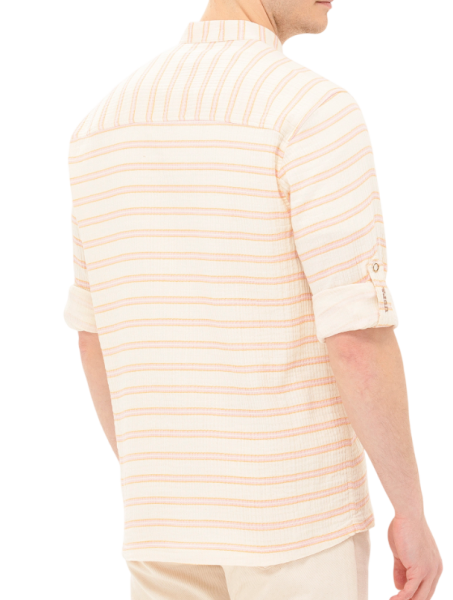 Рубашка в полоску мужская / Бежевый / 46