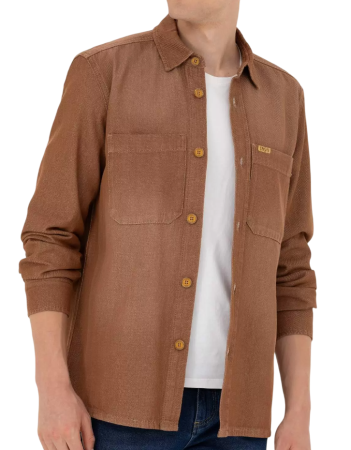 Рубашка хлопковая мужская / Коричневый / 46