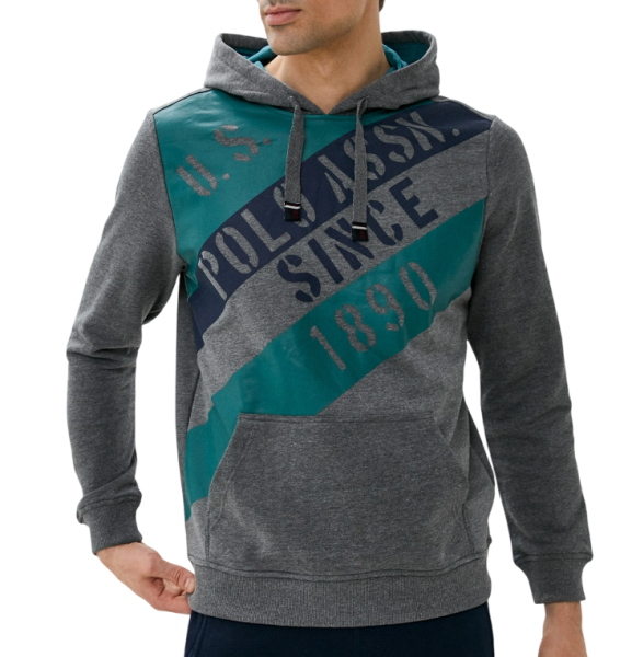 Худи с логотипом мужское / Серый / 46